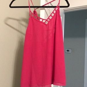 Pink tank with strapped back